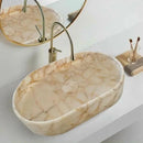 GMStone Calacatta Gold Handmade Marble Vessel Bathroom Sink Oval