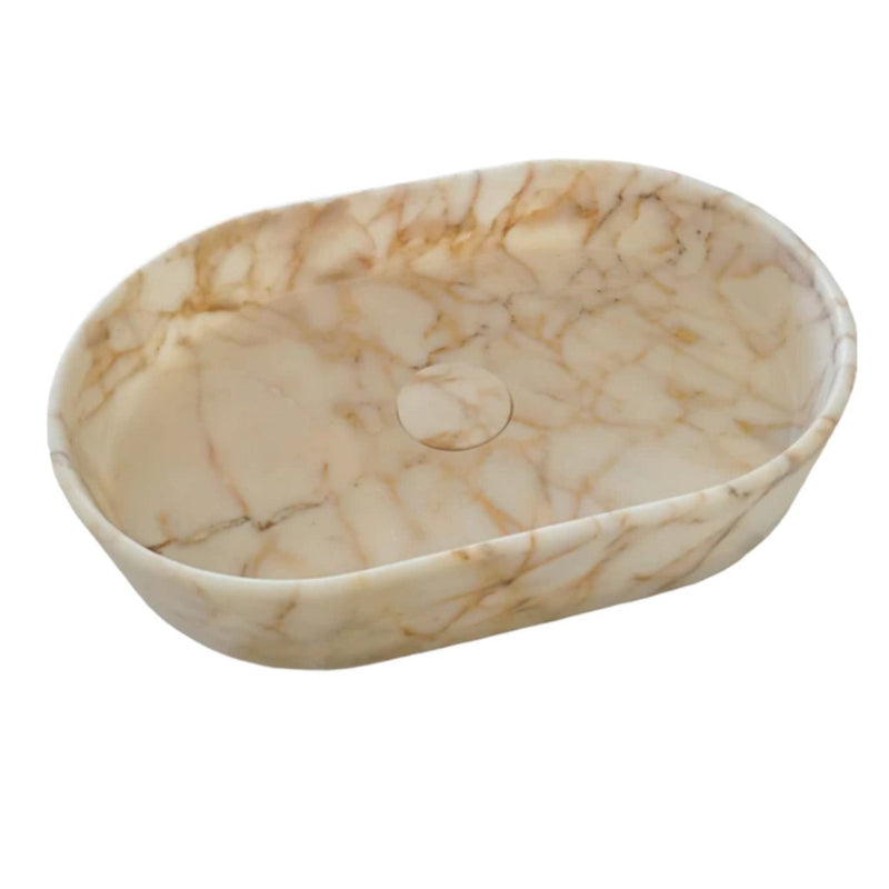 Calacatta Gold Marble Above-Vanity Oval Curved Sink Polished (W)16" (L)24" (H)5"