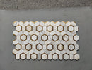 Water Jet Calacatta & Brass 3” Hexagon Polished Mosaic