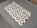 Water Jet Dolomite (Bianco) + Bardiglio + White Mother of Pearl Curtain Polished Mosaic