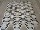 Water Jet Thassos + Nero Marquina Marble + Brass Oval Polished Mosaic