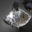 Wall Mount 12 Inch Corner Vessel Sink Polished Marble Bathroom Basin