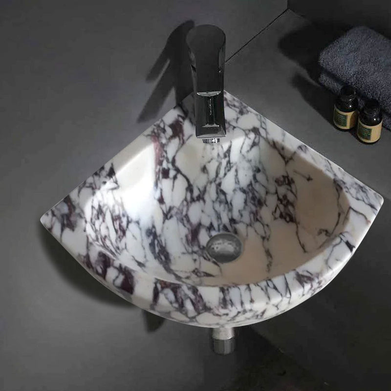 Calacatta Viola Marble Bathroom Corner Vanity Sink (W)12" (L)12" (H)6"