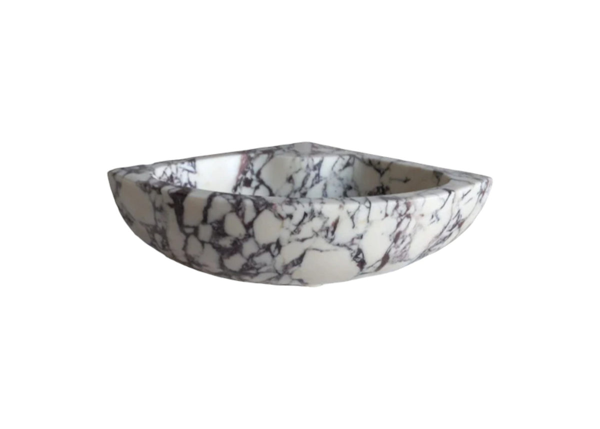 Calacatta Viola White Marble Wall-Mount Corner Vanity Sink 12x12, photo 5 of 5