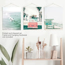 California Travel Wall Art Set. Pink Bus, Lifeguard, Surfers by Wall Art Set