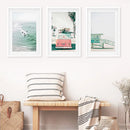 California Travel Wall Art Set. Pink Bus, Lifeguard, Surfers by Wall Art Set