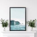 Surfing Wall Art Print. Surfers on Blue Waves by Wall Art Set