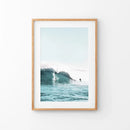 Surfing Wall Art Print. Surfers on Blue Waves by Wall Art Set