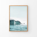 Surfing Wall Art Print. Surfers on Blue Waves by Wall Art Set