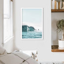 Surfing Wall Art Print. Surfers on Blue Waves by Wall Art Set