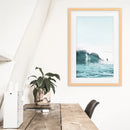 Surfing Wall Art Print. Surfers on Blue Waves by Wall Art Set