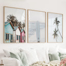 California Boho Wall Art. Surfboard, Palms, Beach, Cabins by Wall Art Set
