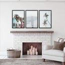 California Boho Wall Art. Surfboard, Palms, Beach, Cabins by Wall Art Set