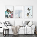 California Boho Wall Art. Surfboard, Palms, Beach, Cabins by Wall Art Set