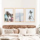 California Boho Wall Art. Surfboard, Palms, Beach, Cabins by Wall Art Set