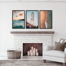 California Travel Wall Art Prints. Ferris Wheel, Ocean Sunset by Wall Art Set