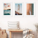 California Travel Wall Art Prints. Ferris Wheel, Ocean Sunset by Wall Art Set