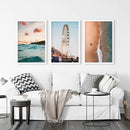 California Travel Wall Art Prints. Ferris Wheel, Ocean Sunset by Wall Art Set