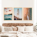 California Travel Wall Art Prints. Ferris Wheel, Ocean Sunset by Wall Art Set