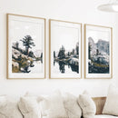 Scandi Nature Triptych. Mountain Lake Photography by Wall Art Set