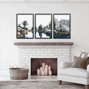 Scandi Nature Triptych. Mountain Lake Photography by Wall Art Set