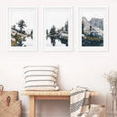 Scandi Nature Triptych. Mountain Lake Photography by Wall Art Set