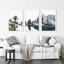Scandi Nature Triptych. Mountain Lake Photography by Wall Art Set