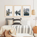 Scandi Nature Triptych. Mountain Lake Photography by Wall Art Set
