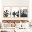 Scandi Nature Triptych. Mountain Lake Photography by Wall Art Set