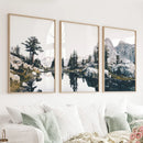 Scandi Nature Triptych. Mountain Lake Photography by Wall Art Set