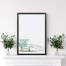 California Coastal Life Themed Print. Blue Lifeguard Hut by Wall Art Set