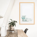 California Coastal Life Themed Print. Blue Lifeguard Hut by Wall Art Set