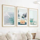 California Wall Art. Surfers on the Waves, Yellow Van, Lifeguard by Wall Art Set