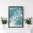 California Surfers Wall Art Print. Aerial Blue Ocean Waves by Wall Art Set