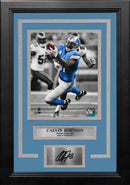 Calvin Johnson Spotlight Action Detroit Lions 8" x 10" Framed Football Photo with Engraved Autograph by Dynasty Sports & Framing