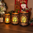 7" H Etched Metal Candle Holder Christmas Decorations Lantern