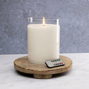 White LED Flameless Hurricane Glass Candle with Timer and Remote - Elegant Ambient Lighting