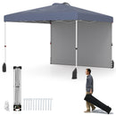 10 X 10 FT Pop up Canopy Tent with 1 Sidewall and Wheeled Bag-Blue by DirectDeals