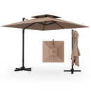 9.5 Feet Cantilever Patio Umbrella with 360° Rotation and Double Top by LJGDeals