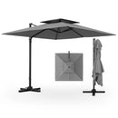 9.5 Feet Cantilever Patio Umbrella with 360° Rotation and Double Top by LJGDeals