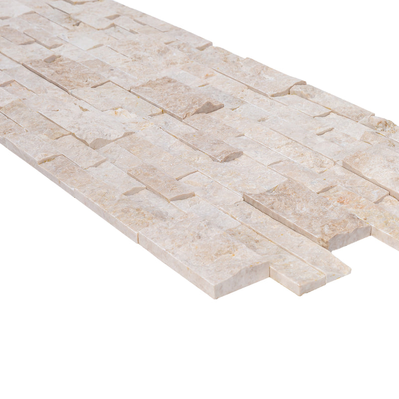 Cappuccino Marble 3D Ledger Panel 6"x24" – Split-Face Wall Tile, Full Truckload