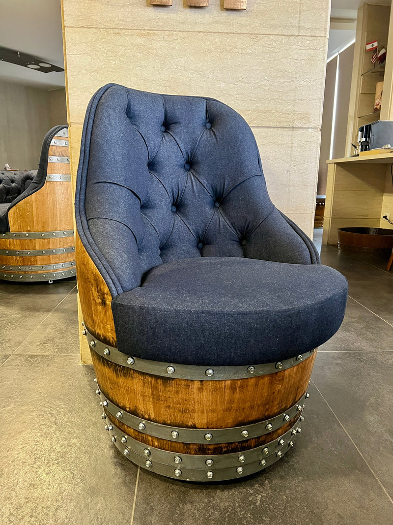 Luxury Captain Chair Brown, Handmade Wine and Whiskey Barrel Chair, Hidden Storage, Memory Foam Upholstery, Movable On Casters (April Preorder)