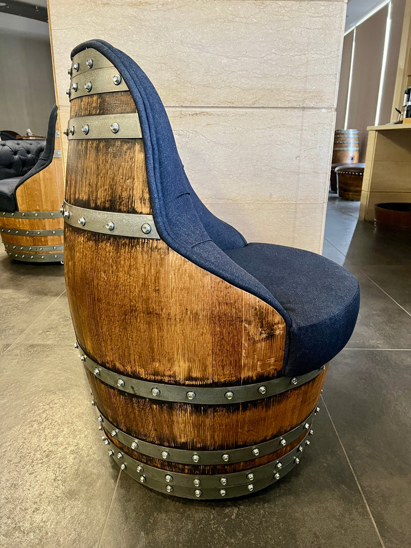 Luxury Captain Chair Brown, Handmade Wine and Whiskey Barrel Chair, Hidden Storage, Memory Foam Upholstery, Movable On Casters (April Preorder)