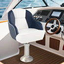Captain Bucket Seat Pontoon Boat Chair with PVC Leather and Armrests-Blue by LJGDeals