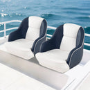 Captain Bucket Seat Pontoon Boat Chair with PVC Leather and Armrests-Blue by LJGDeals