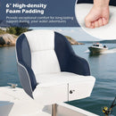 Captain Bucket Seat Pontoon Boat Chair with PVC Leather and Armrests-Blue by LJGDeals