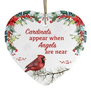 Cardinals Appear When Angels Are Near Floral Heart Christmas Ornament