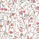 Blush Vine Elegance – Handpainted Floral Wallpaper in Rosewood & Taupe