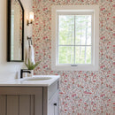 Blush Vine Elegance – Handpainted Floral Wallpaper in Rosewood & Taupe