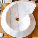 Custom Carrara White Marble Round Vessel Sink With Polished